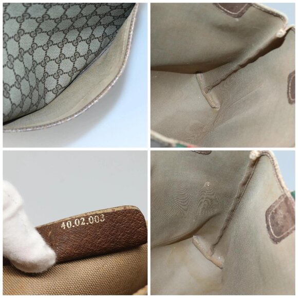 GUCCI GG Supreme Web Sherry Line Tote Bag PVC Beige 40 02 003 Auth 131395 - Picture 14 of 15